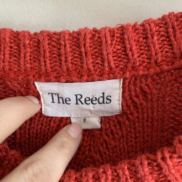 The Reeds J Crew Red Chunky Cable Knit Tassel Pullover Sweater Size Small - Picture 4 of 5